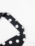 Patchwork 2-Piece Set Women Backless Halter Low-Neck Vest+Folds Elastic Waist Short Fashion Polka Dot Print Suits