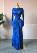 Women Print O-neck Stacked Ruched Bowknot Streamer Mermaid Maxi Midi Dress 2026 Cocktail Birthday Holiday Party Dresses