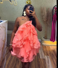 Women Sleeveless Cascading Ruffles Smock Big Swing Dress  Birthday Vacation Street Summer Party Dresses Vestidos