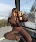Women One Piece Ski Suit Zip Up White Black Color Block Waterproof Fabric Hooded Warm Jumpsuit 2026 Winter New Snow Sport Outfit