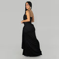 Elegant Milk Silk Ruched Twist Dresses Women Spaghetti Strap High Split Long Sleeveless Cocktail Party Wedding Guest Dress
