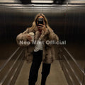 Exclusive 2026 Winter Leopard Print Faux Fur Coat Women Loud Luxury Lapel Collar Midi Long Eco Fox Fur Jacket Outerwear