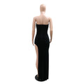 Sexy Evening Party Dresses Women Strapless Diamonds Crystal High Side Split Ruched Bodycon Maxi Women Birthday Clubwear
