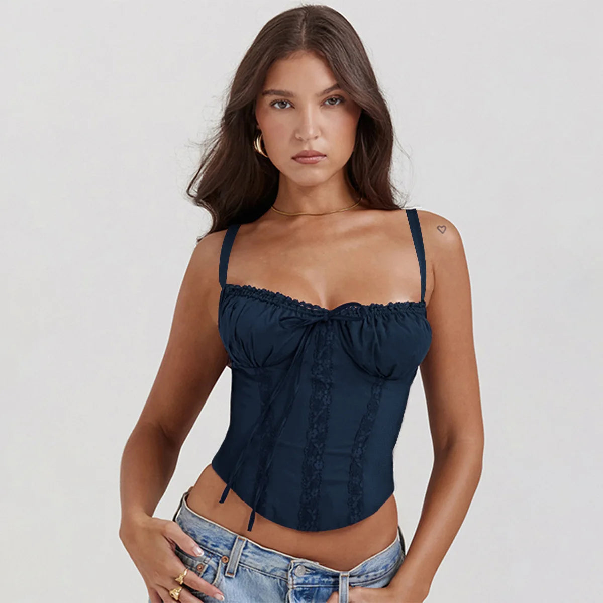 Elegant Summer Strapless T-shirts Corset Lace Tops Women Bandage T Shirt Y2K Chic Female Crop Top Black Red Blue White Yellow