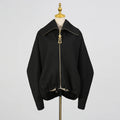 Solid Spliced Metal Zipper Jacket for Women Hooded Batwing Sleeve Patchwork Drawstring Hem Loose Sport Casual Jackets Female