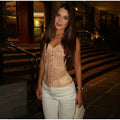 Sexy Women's Lace Waist Cinching Strapless Corset Slim Solid Single Breasted Tube Tops 2026 Spring Lady All-match Chic Top New