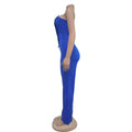 Women's Elegant Button Strapless Sleeveless Irregular Jumpsuits One Piece Metal Button Decor Overalls Outfit Night Clubwear