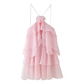 Women Sleeveless Cascading Ruffles Smock Big Swing Dress  Birthday Vacation Street Summer Party Dresses Vestidos