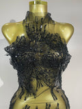 2026 NEW Women Sexy Mesh See Through Pearl Lace Party Mini Dress Celebrate Birthday Photo Shoot Wear Performance Stage Costume