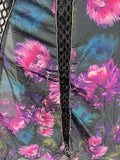 Elegant Floral Printing Long Dressess For Women Stand Collar Lantern High Waist Spliceed Rivet Hollow Out Dress Female New