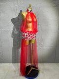 Women Sheer Mesh Rhinestone Skirt Long Tulle TrainSexy Costume For Club Party Stage ShowEvening Performance Events