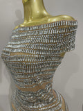 Luxury Sparkly Rhinestones Sexy Mesh See-through Mini Dress Women Celebrate Birthday Party Club Photo Shoot Stage Wear