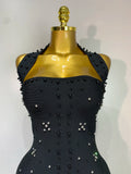 Women Sexy Halter Backless Shiny Rhinestone Pearl Bodycon Bandage Dress Celebirty Elegant Evening Party Luxury Birthday Dress