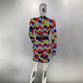 Women's Colorful Printed Jacquard Glam Deep V Mini Dress Fashion Hot Socialite Party Evening Performance Gown Robes Bal De Promo