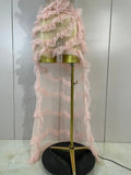 Sexy Strapless Mesh Ruffled Pink Long Dress Sparkly Diamond Birthday Evening Party PhotoShoot SeeThrough Nightclub Stage Costume