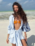 Lace Up Shirt Dress Women's Summer New Vacation Lazy Solid Lapel Bodycon Irregular Shirt Dress Female Travel Beach Dress