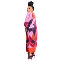 Elegant Women Pleated Half Lantern Sleeve O-neck Slim Maxi Long Dress Print Fashion Autumn 2024 Ruched Dresses Vestidos