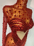 High Quality Rhinestone Sequin Sexy See Through Mesh Mini Dress Women Evening Party Nightclub Singer Stage PerformanceCostume