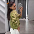 Women Crew Neck Knit Cardigan Single‑Breasted Metal Buttons Long Sleeve Cropped Sweater Coat Pockets Casual Knitwear Outerwear