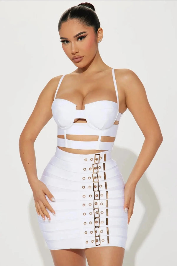 Women Sexy Bandage Tops Fashion Pencil Skirts Set Nightclub Party Celebrate Women's Set