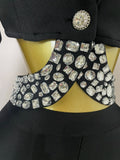 Women Celebrity Designer Fashion Women Luxury Birthday Set Sexy Cut Out Long Sleeve Beading Bodycon Two Pieces Pants Bandage Set