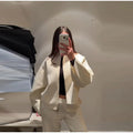 Elegant Women's Knitted Cropped Jacket Coat Cardigan Long Sleeve Sweater Top Streetwear Outfit 2026 Spring New Casual Daily Wear