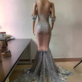 2026 Popular Bright Crystal Sequins Elegant Fishnet Dress, Off-the-shoulder Wedding Dress Women Dresses for Party and Wedding