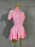 Lady Fish scales shell sequins Scale Sequin Bodysuit HighNeck Short Sleeve Ruffle Skirt Costume For Women Nightclub Stage Wear