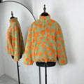 Fashion Floral Faux Lambswool Sweatshirt Women's Casual Zipper Pocket Loose Pullover Sweatshirt Autumn Festive Clothing