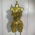 Luxury Sparkly Gold Diamonds Sequins Crop Top Shorts Two Pieces Set Women Sexy Evening Party Birthday Nightclub Stage Costume