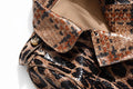 High Quality Winter New Snake Print Coat Women Sexy Belt Slim Patent Leather Washed Coats Female Elegant Fashion Party Clothing