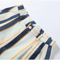 Boho Colorful Stripe Midi Skirt Set Turn Down Collar Single Breasted Long Sleeve Shirt Fitted Waist Flowy Women Skirts Outfits