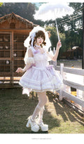 Olivegirl Lolita Style Sweet Ballet Cute Girl Lady Dress Fairy Heavy Industry Lace Birthday Party Princess Dress Jsk for Women