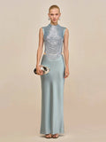 Women Tassel Top + Long Skirt Two Piece Sets Sexy Sleeveless Fringe Bandage Matching Set Evening Party Cocktail Outfit