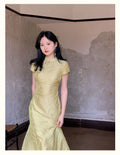 Chinese Style Dress Qipao Traditional Clothing Retro Young Improved Short Sleeve Cheongsam Dress Slim for Women Clothes Wedding