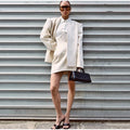 Solid Color Women's Two Piece Set Deconstructed Shoulder Design Coat Irregular Skirt Stylish Two Piece Set Fashionable Wear 2026