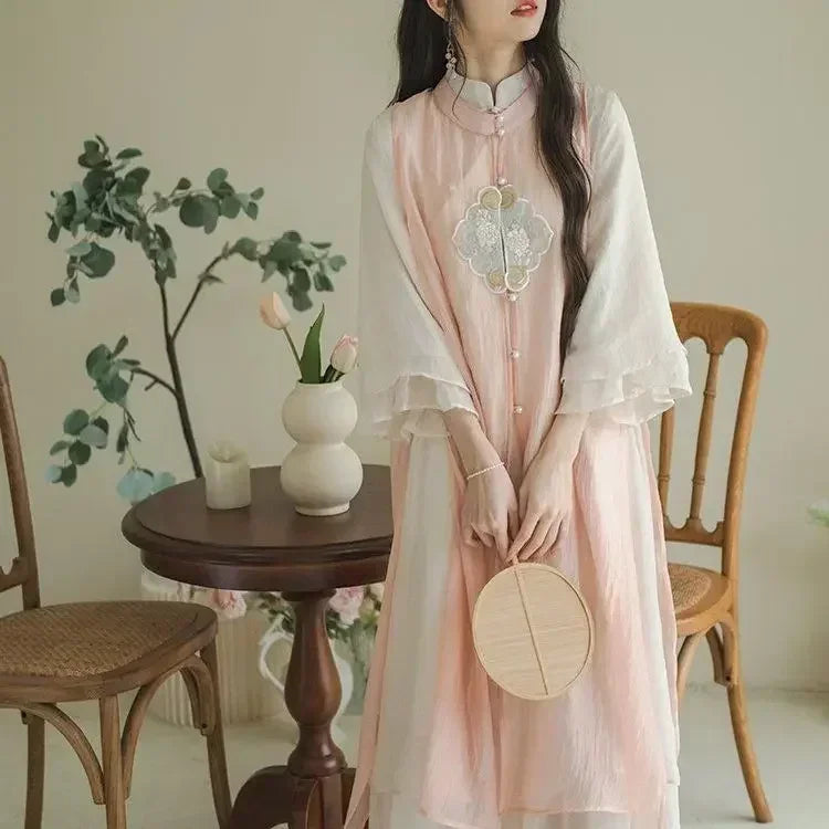 3D Hanfu Traditional Chinese Dress Women's Clothes Pink Cloud Embroidery Cosplay Fairy Clothing Ancient Chinese Costume
