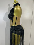 New Sexy Sparkly Rhinestone Mesh Backless See Through Bodysuits Dress Women Eveing Party Nightclub Bar Stage Performance Costume