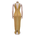 Summer Sexy African Women Wedding Evening Backless Mesh See Through Night Club Maxi Dress Black Gold African Dresses