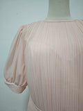 Art Exhibitions Pink Pleated Maxi Dress for Women Puff Sleeve Twist Waist Accent Pleated Bodice for Wedding Guest
