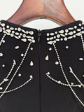 Sparkling Luxury Diamond Tassels Beads Long Sleeved Slim Maxi Dress Women'S Elegant Celebrity Evening Party Wedding Gowns