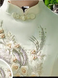 Sexy Cheongsam Improved Modern Chinese Style Cheongsam Team Show Costume Sexy Slit Vestidos Dress Plus Size 3Xl4Xl 5Xl Qipao