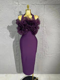 Opulent Lavender Bandage Dress Women Party Dress Bodycon Elegant Sexy Evening Birthday Club Outfits Cocktail Party