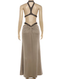 Elegant Backless Dress Women Y2K Patchwork Sparkle Bandage Irregular Sleeveless Sexy Beach Vacation Hottie Vestidos
