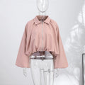 Casual Loose Coats Pants Set Women Full Sleeve Lapel Zippers Solid Coat Long Straight Pleated Pant Sets 2026 Autumn Lady Suit