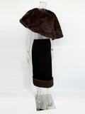 Elegant Fur Shawl Skirt Women's Suit Fashionable Solid Loose Shawl Fitted Fur-Lined Midi Skirt Set Autumn Winter Female