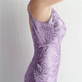 Women Strap Party Maxi Dress Sexy V Neck Evening Dress Celebrity Purple Sequin Dress Long Prom Formal Occasion  Dress