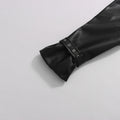 Pu Leather Patchwork Contrasting Design Slim Suit Blazers For Women Notched Collar Long Sleeve Coats Female Clothes Style