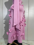 Elegant Celebrity Evening Party Prom Gown Fashion Luxury Birthday Dresses Women Pink 3D Flower Sexy Sleeveless A-Line Long Dress