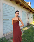 Brown Glitter Chiffon Tiered Maxi Dress Elegant One Shoulder Square Neck Flowy dresses 2026 Summer Formal Wedding  Party gowns